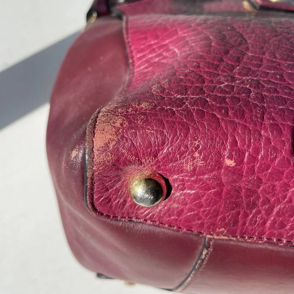Burberry‎ Heritage Clarborough Tote Grain Smooth Calfskin Damson Magenta Bag